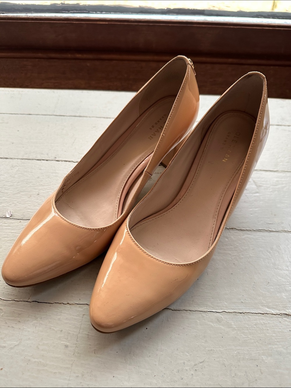Cole Haan Nude Patent Leather Pumps